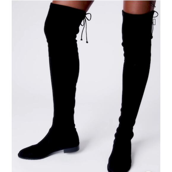 Stuart Weitzman Lowland Over The Knee Boots Thigh High Suede Block Heel Flat - Picture 2 of 15